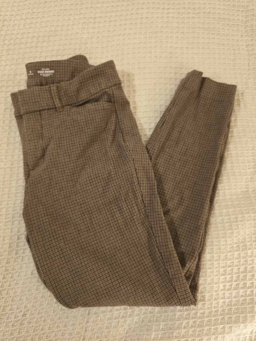 Old Navy Pixie Skinny Brown Plaid High-Rise